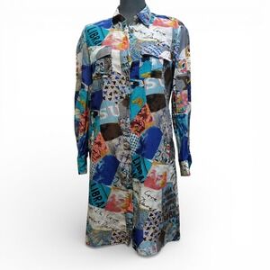 Gerard Darel Patchwork Look Lightweight Cotton Mini Shirtdress US 6 EU 38